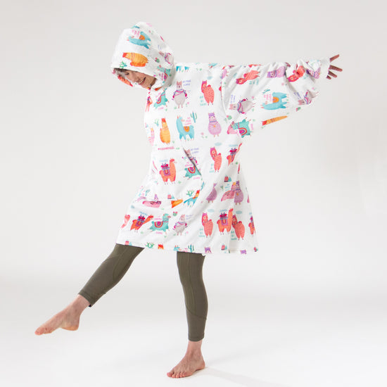 Hoodie Decke für Erwachsene - Fleece Lama 03