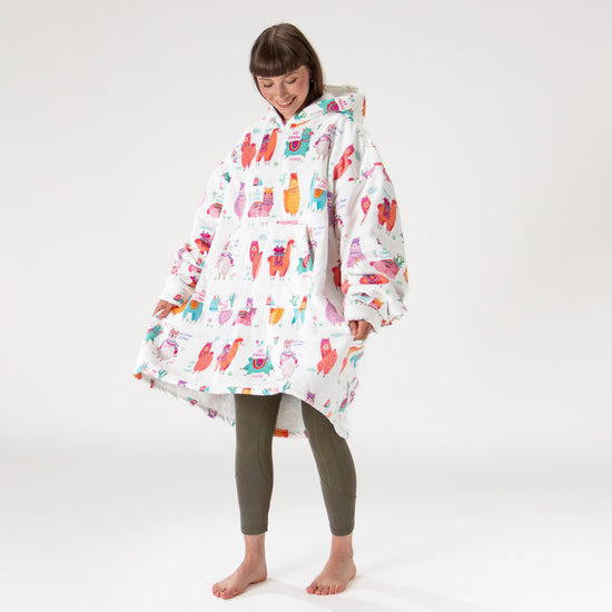 Hoodie Decke für Erwachsene - Fleece Lama 04