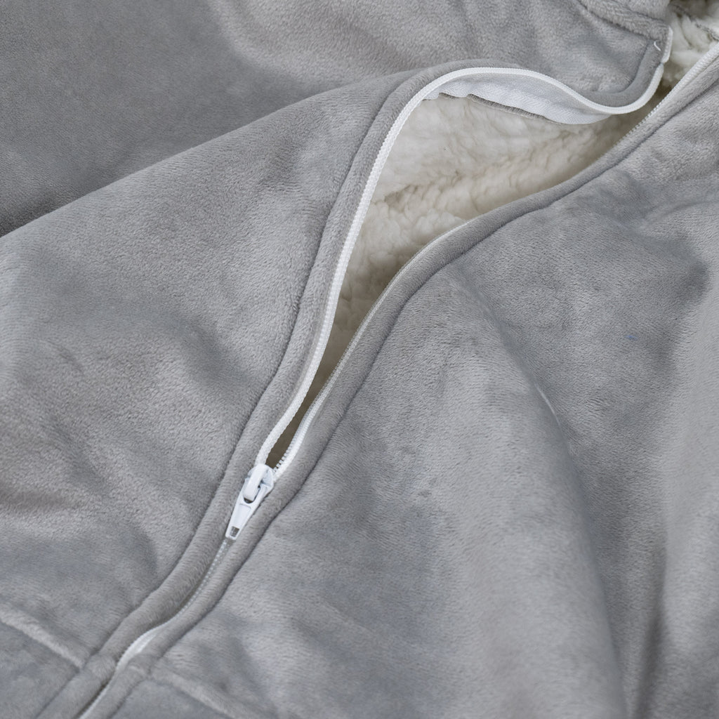 Hoodie Decke mit Reißverschluss für Erwachsene - Fleece Grau 05