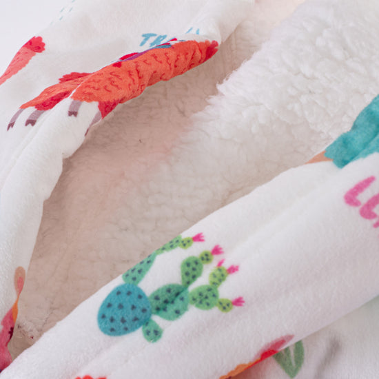 Hoodie Decke mit Reißverschluss für Erwachsene - Fleece Lama 06