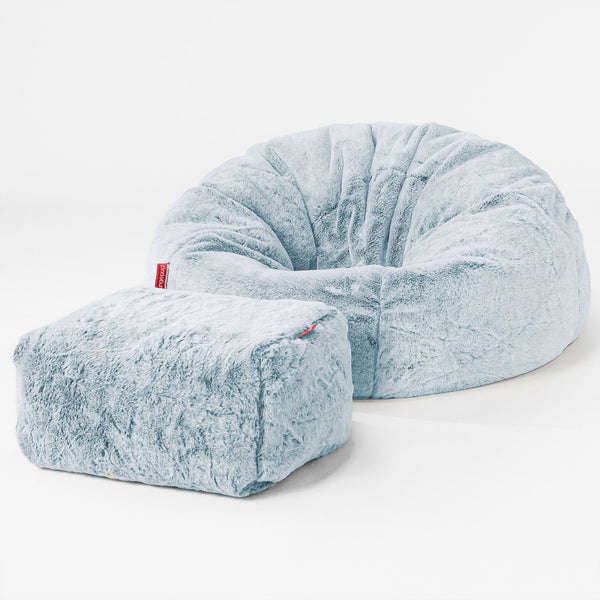 Klassischer Sitzsack Sessel - Kaninchen Kunstfell Pastellblau 01