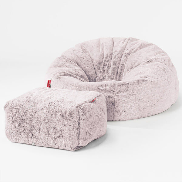 Klassischer Sitzsack Sessel - Kaninchen Kunstfell Pastellrosa 01