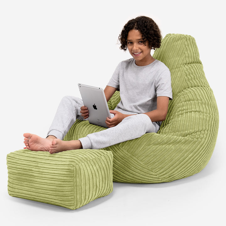 Kinder Gaming Sitzsack 6-14 Jahre - Cord Hellgrün 01