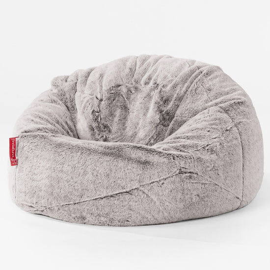Klassicher Kindersessel Sitzsack 1-5 jahren - Kaninchen Kunstfell Hellgrau 01