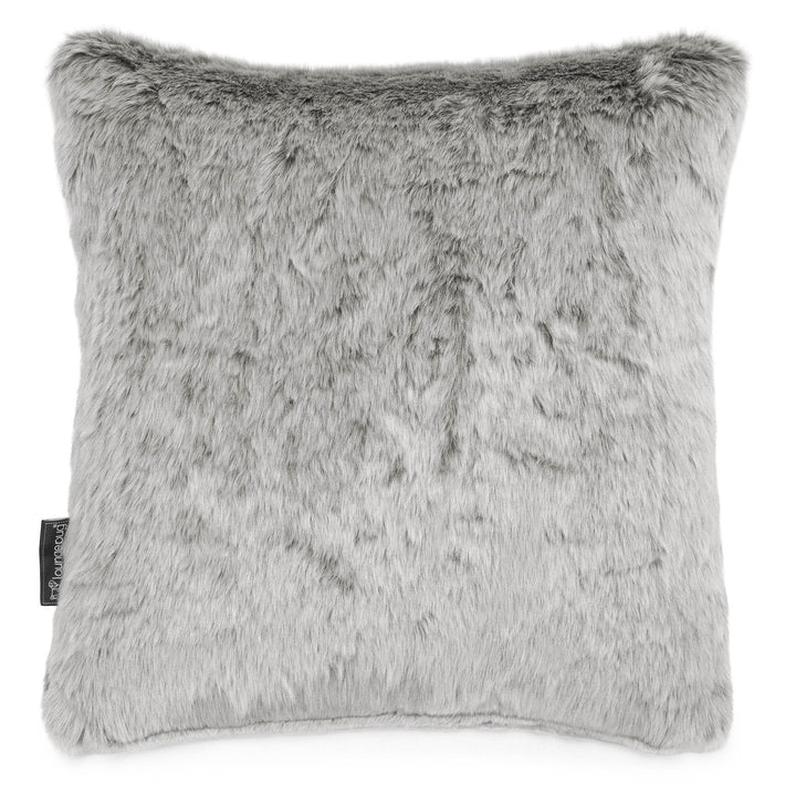 Lounge Pug Kissen 47 x 47cm Kaninchen Kunstfell Hellgrau Zierkissen Sofakissen Dekokissen– Big Bertha Original DE