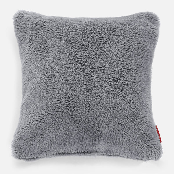 Kissen 47 x 47cm - Teddy Kunstfell Dunkelgrau 01