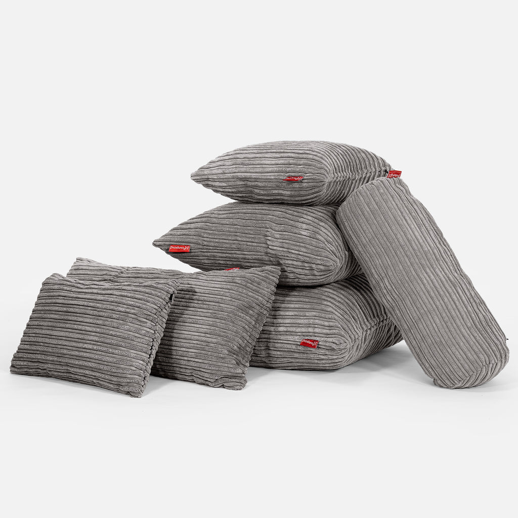Kissen Rund 50cm - Cord Schiefergrau 03
