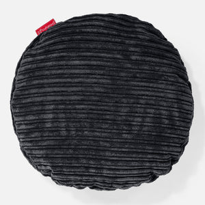 Dekokissen / Sofa Kissenbezug Rund 50cm - Cord Schwarz