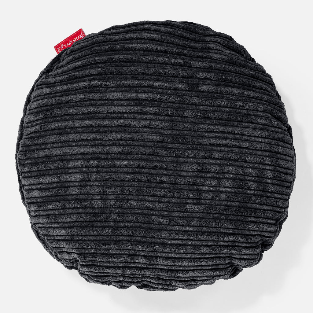 Kissen Rund 50cm - Cord Schwarz 01