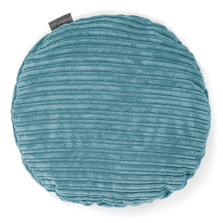 Lounge Pug Kissen Rund 50cm Cord Türkis Zierkissen Sofakissen Dekokissen– Big Bertha Original DE