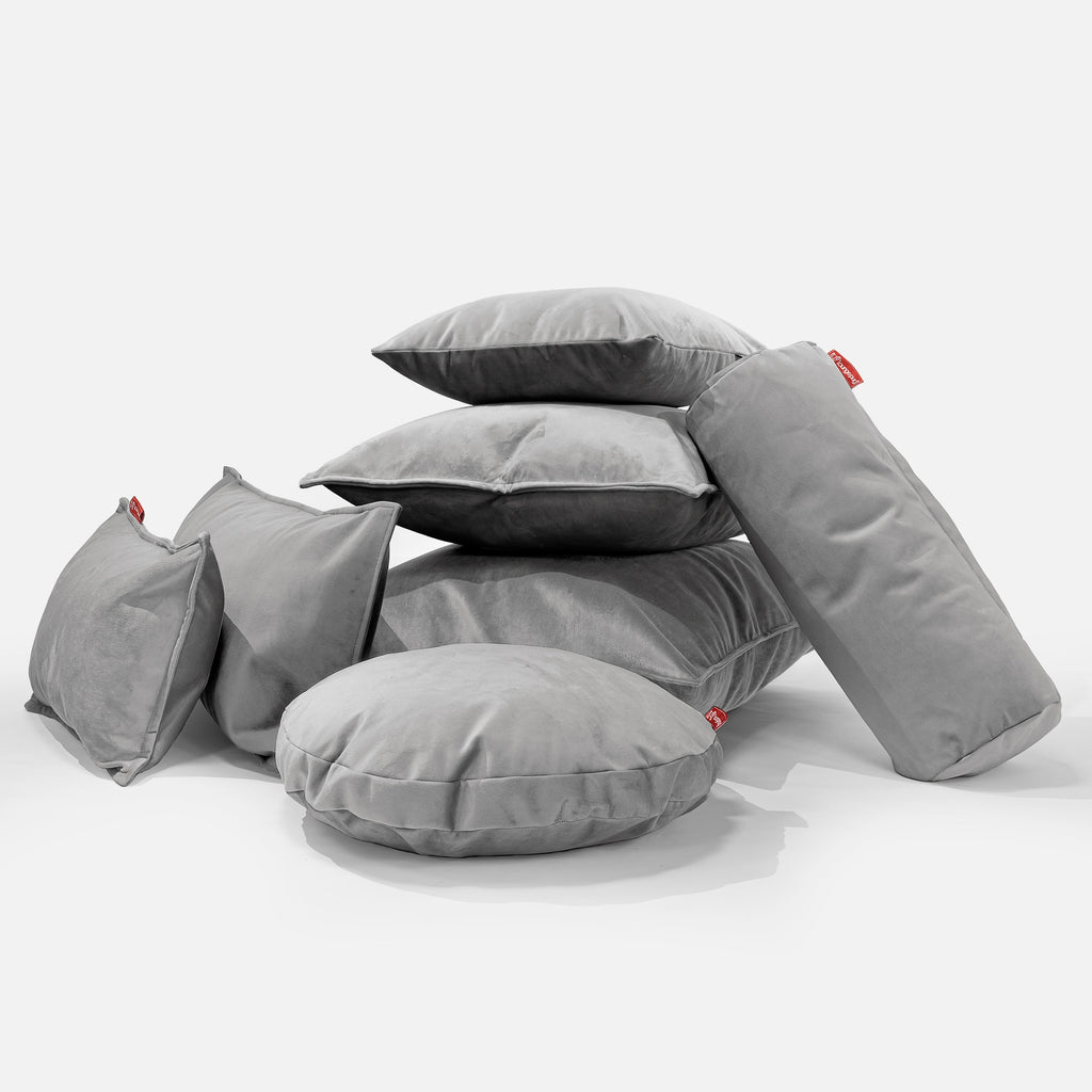 Kissen Rund 50cm - Samt Silber 03