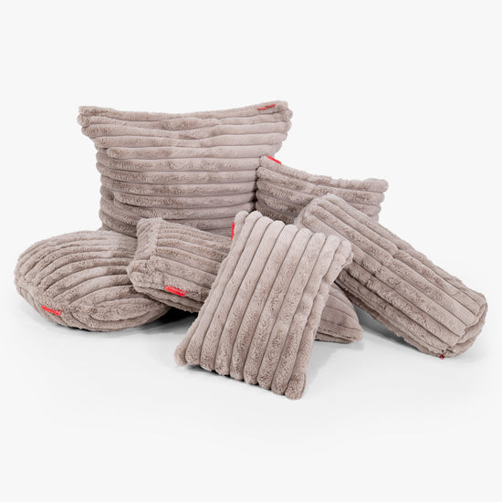 Dekokissen / Sofa Kissenbezug Rund 50cm - Ultra Plüsch Cord Nerzfarben 02