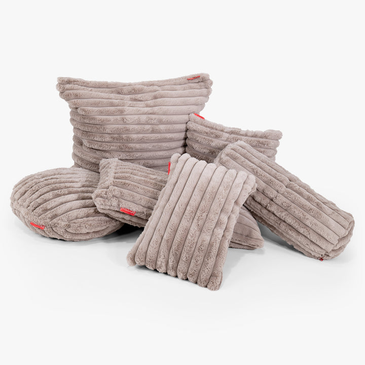 Dekokissen / Sofa Kissenbezug Rund 50cm - Ultra Plüsch Cord Nerzfarben 02