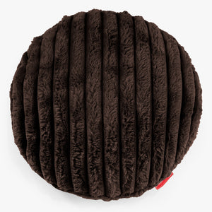 Dekokissen / Sofa Kissenbezug Rund 50cm - Ultra Plüsch Cord Nussbraun