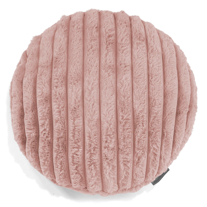 Lounge Pug Kissen Rund 50cm Ultra Plüsch Cord Pastellrosa Zierkissen Sofakissen Dekokissen– Big Bertha Original DE