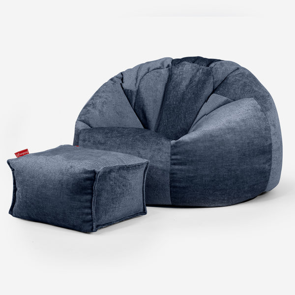 Klassischer Sitzsack Sessel - Chenille Marineblau 01