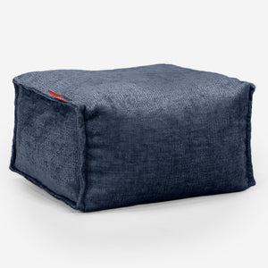 Kleiner Fußhocker - Chenille Marineblau