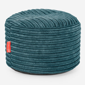 Kleiner runder Fußhocker - Cord Blaugrün