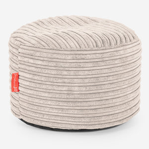 Kleiner runder Fußhocker - Cord Elfenbein