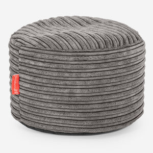 Kleiner runder Fußhocker - Cord Graphitgrau