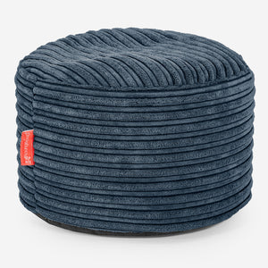 Kleiner runder Fußhocker - Cord Marineblau