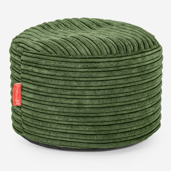 Kleiner runder Fußhocker - Cord Nadelwaldgrün 01