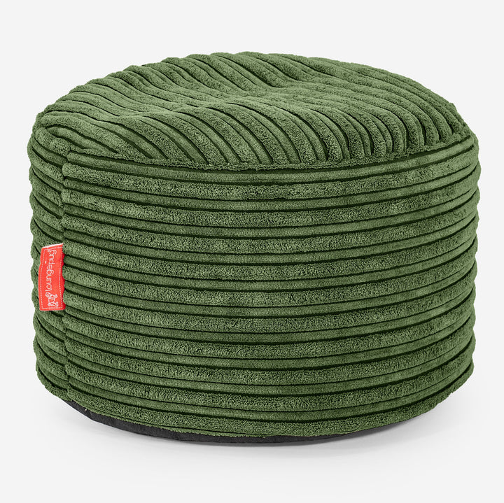 Kleiner runder Fußhocker - Cord Nadelwaldgrün 01