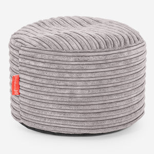 Kleiner runder Fußhocker - Cord Silbergrau