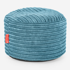 Kleiner runder Fußhocker - Cord Türkis