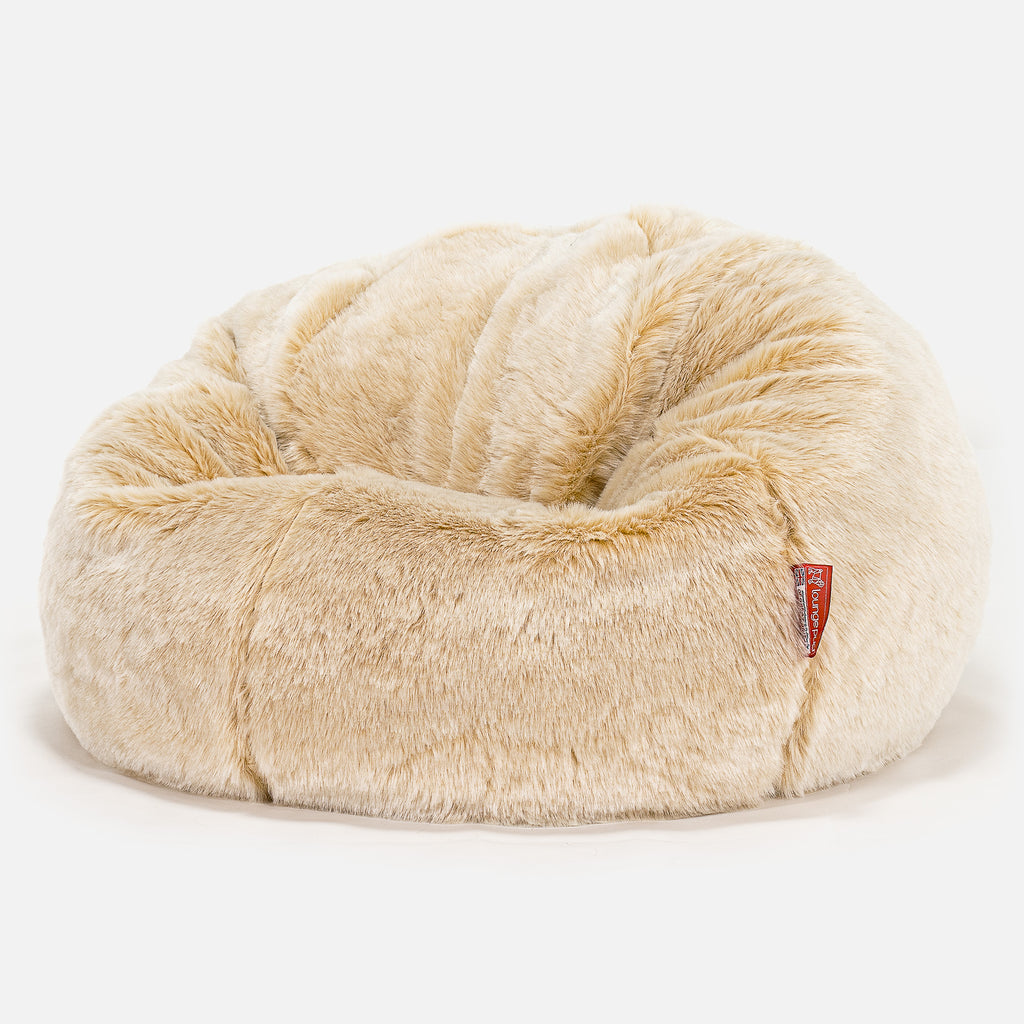 Klassischer Sitzsack Sessel - Kunstfell Weiß 01
