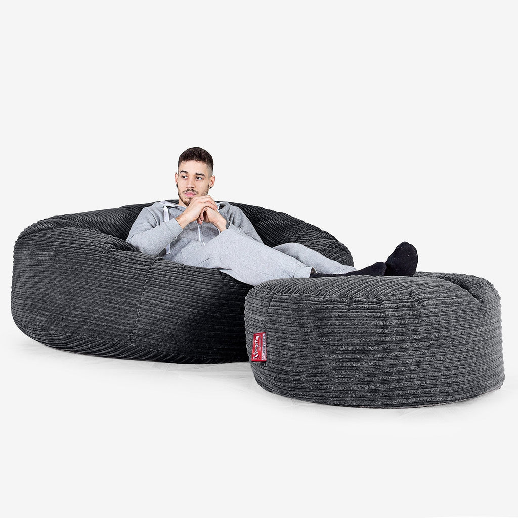 Mega-Mammoth Sofa Sitzsack XXL - Cord Schwarz 02