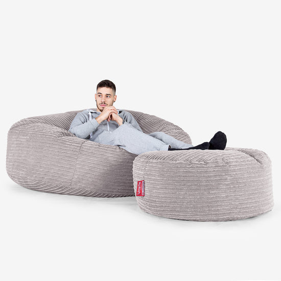Mega-Mammoth Sofa Sitzsack XXL - Cord Silber 02