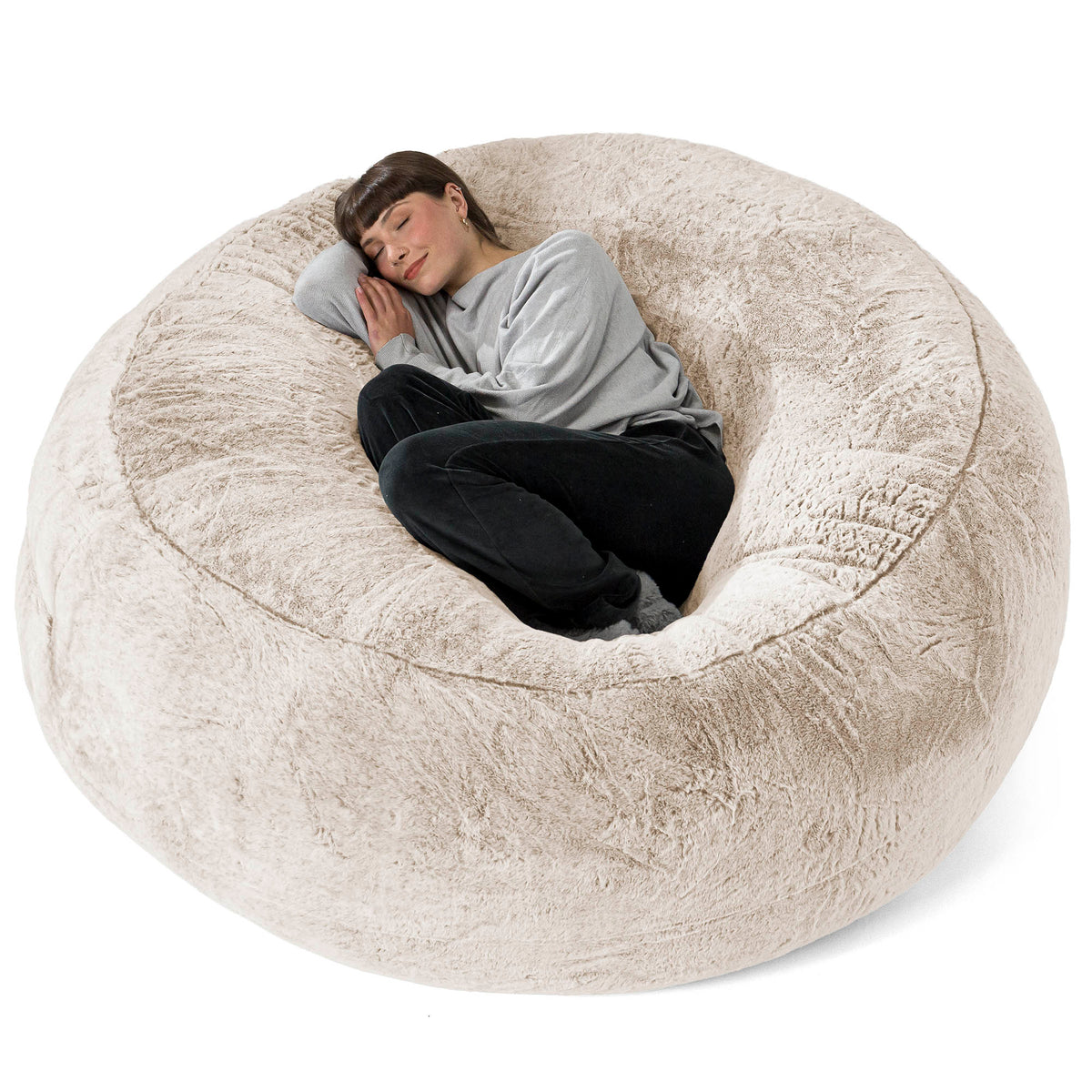 Mega-Mammoth Sofa Sitzsack XXL - Teddy Kunstfell Dunkelgrau main image 1