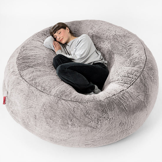 Mega-Mammoth Sofa Sitzsack XXL - Kaninchen Kunstfell Hellgrau 01