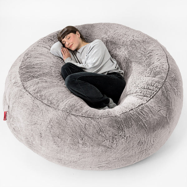 Mega-Mammoth Sofa Sitzsack XXL - Kaninchen Kunstfell Hellgrau 01