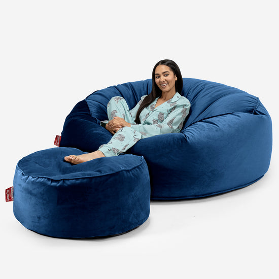 Mega-Mammoth Sofa Sitzsack XXL - Samt Marineblau 02