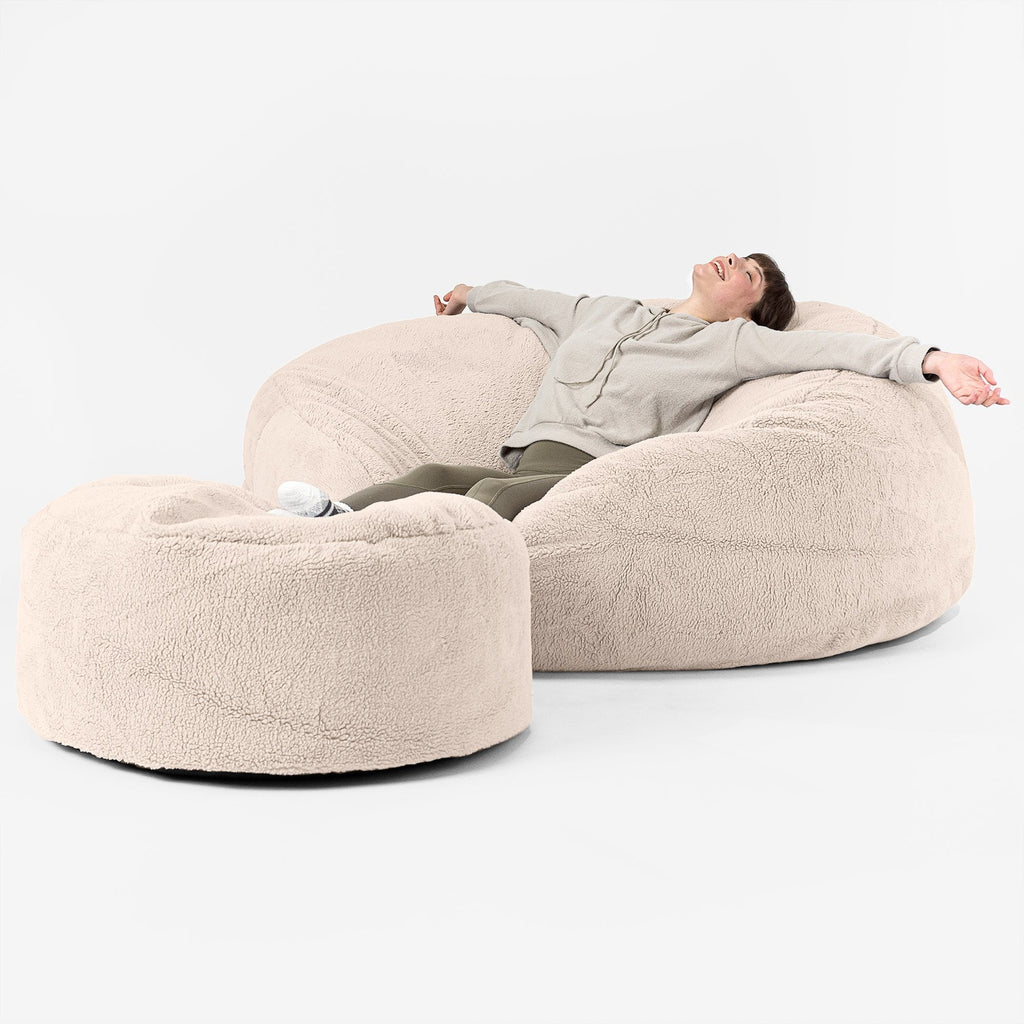 Mega-Mammoth Sofa Sitzsack XXL - Teddy Kunstfell Creme 02
