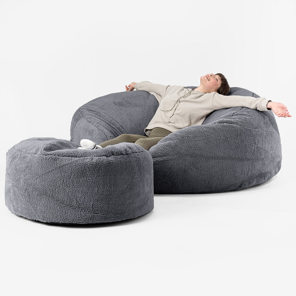 Mega-Mammoth Sofa Sitzsack XXL - Teddy Kunstfell Dunkelgrau 02