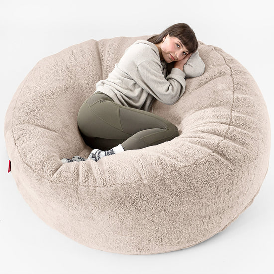 Mega-Mammoth Sofa Sitzsack XXL - Teddy Kunstfell Nerzfarben 01