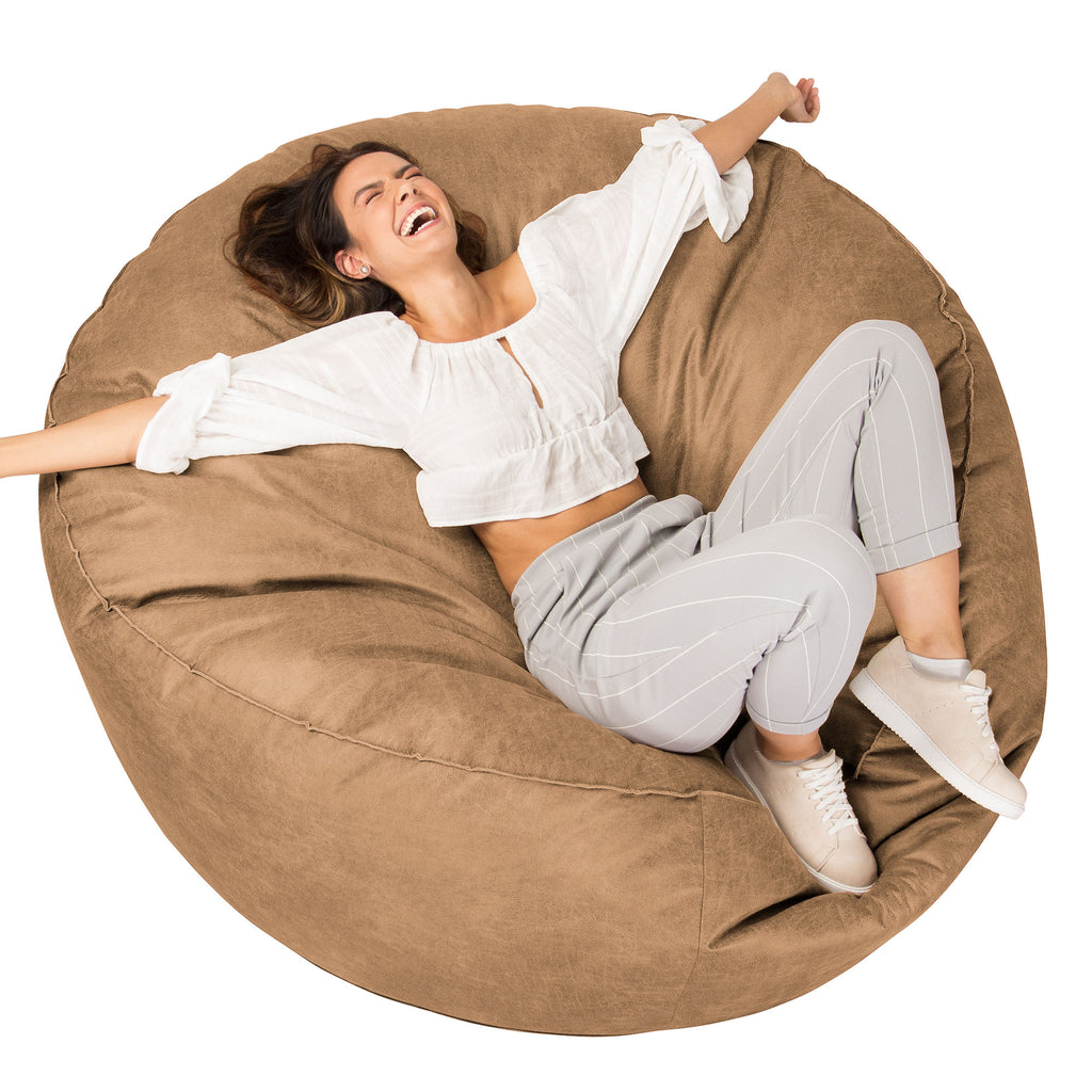 Mega-Mammoth Sofa Sitzsack XXL - Vintage Leder Goldbraun 01