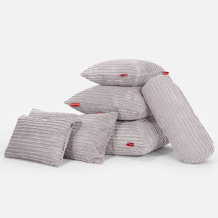 Nackenrolle Dekokissen / Sofa Kissenbezug 20 x 55cm - Cord Silber 04