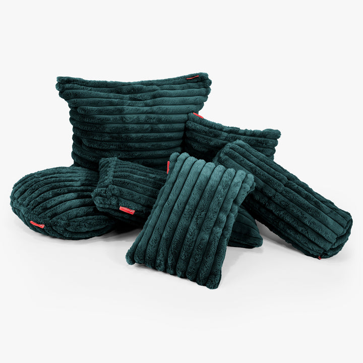 Nackenrolle Dekokissen / Sofa Kissenbezug 20 x 55cm - Ultra Plüsch Cord Blaugrün 03