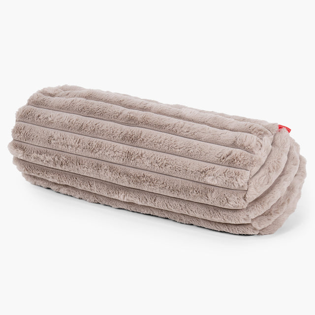 Nackenrolle Dekokissen / Sofa Kissenbezug 20 x 55cm - Ultra Plüsch Cord Nerzfarben 01