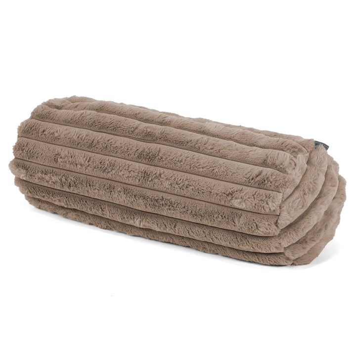 Lounge Pug Nackenrolle Kissen 20 x 55cm Ultra Plüsch Cord Nerzfarben Zierkissen Sofakissen Dekokissen– Big Bertha Original DE