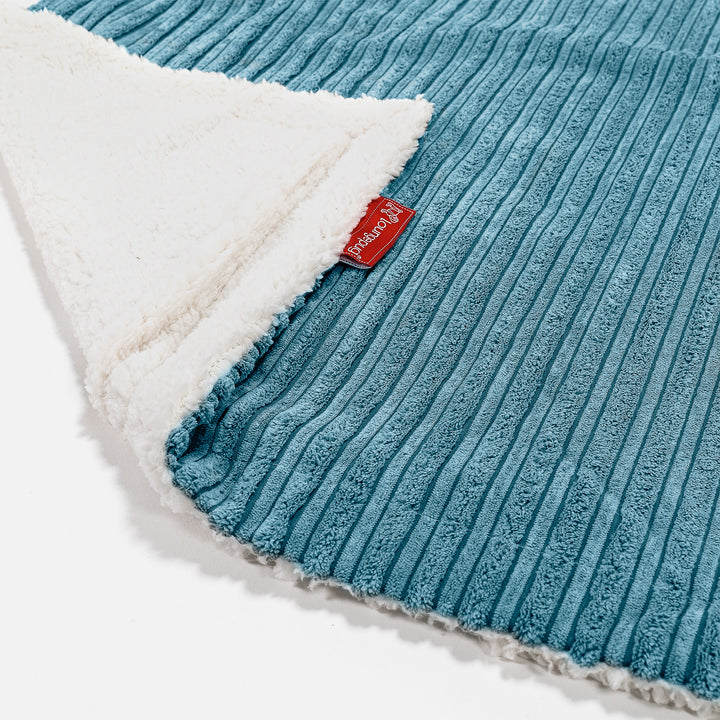 Lounge Pug Sherpa-Kuscheldecke Tagesdecke Cord Türkis 100 x 140 cm– Big Bertha Original DE