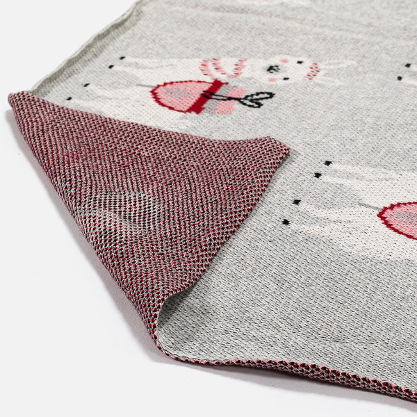 Kinder Kuscheldecke / Tagesdecke - Gestrickte Lama Fabric Close-up Image