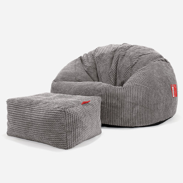 Klassischer Sitzsack Sessel - Pom-Pom Anthrazit 01