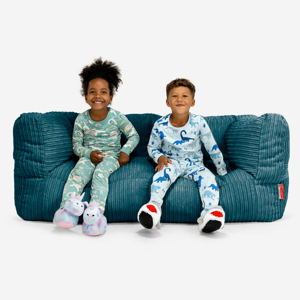 Riesen Albert Kinder Sitzsack Sofa 2-14 Jahre - Cord Blaugrün 01