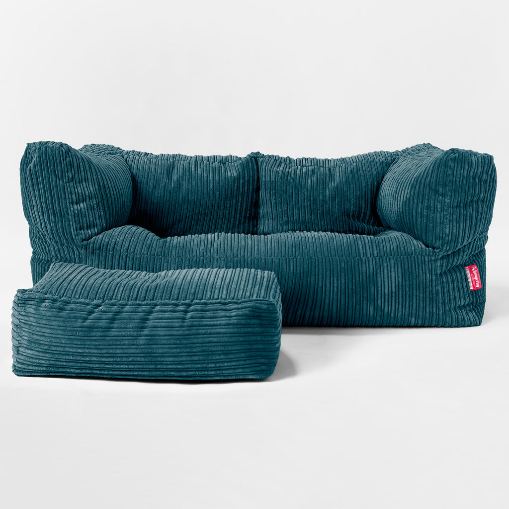 Riesen Albert Kinder Sitzsack Sofa 2-14 Jahre - Cord Blaugrün 02