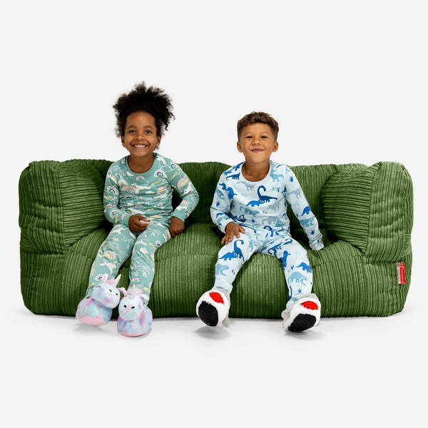 Riesen Albert Kinder Sitzsack Sofa 2-14 Jahre - Cord Nadelwaldgrün 01